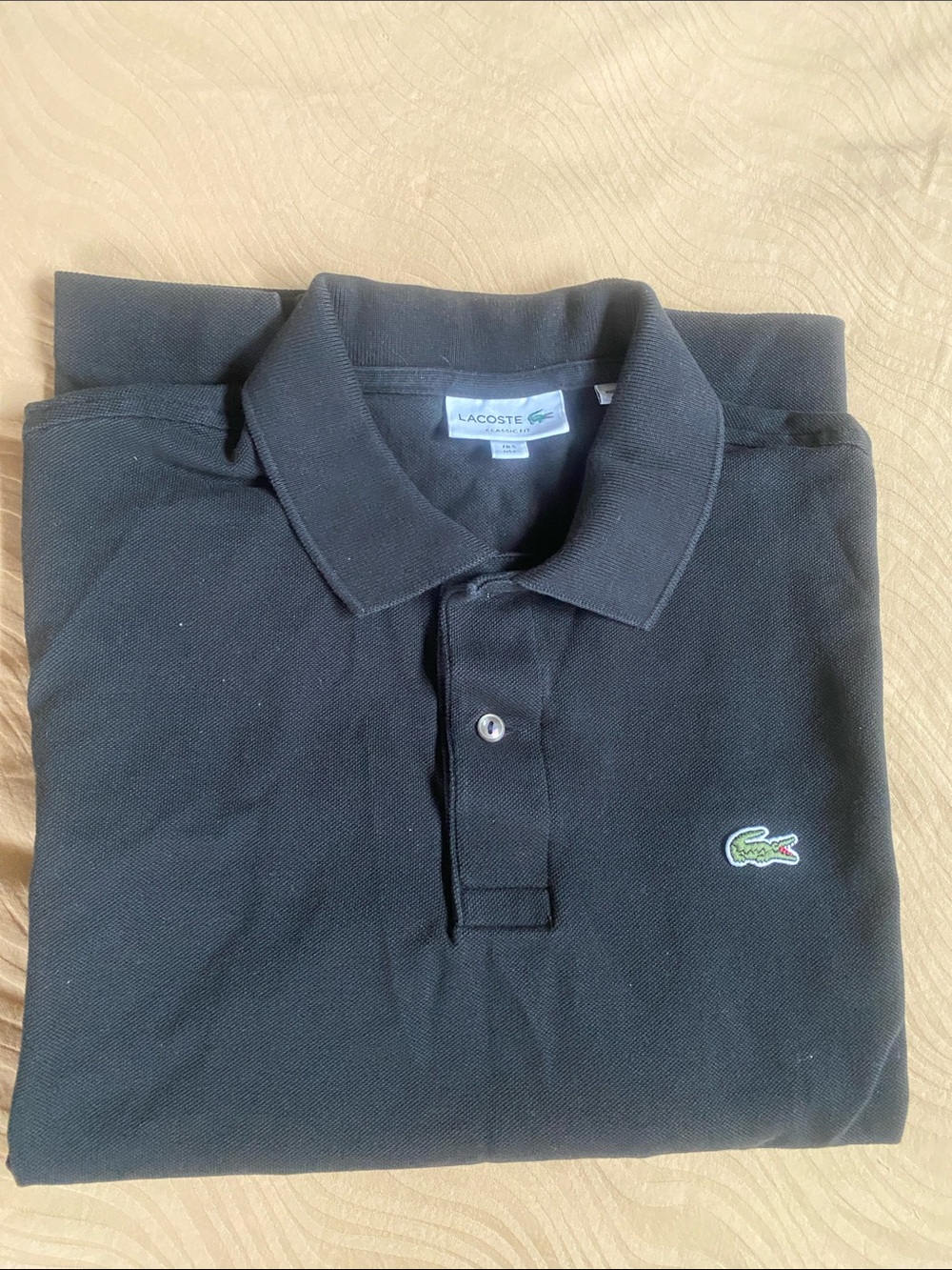 Lacoste Black Polo with Green Crocodile Logo